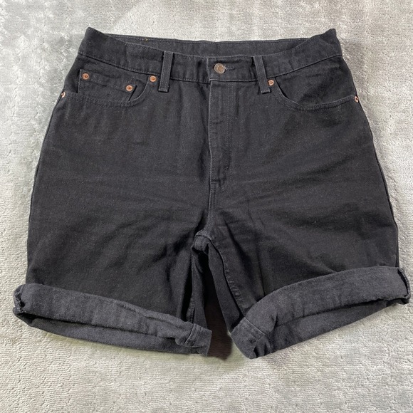 Levi's Pants - Vintage Levis 506 Denim Shorts Women 12 Black Regular High Waisted Cuffed Y2K